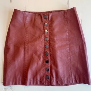 Free People Leather Button Down Skirt